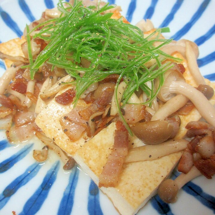 豆腐ステーキ、ベーコンしめじポン酢